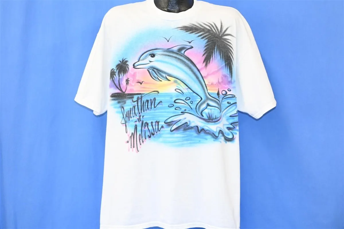 90s Airbrushed Sunset Dolphin Jonathan 'N Melissa t-shirt XXL
