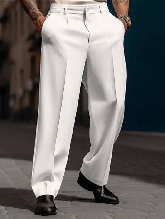 Alohadaddy Men's Daily Beach Loose Straight Straight Solid Color Comfortable Breathable Pocket Trousers