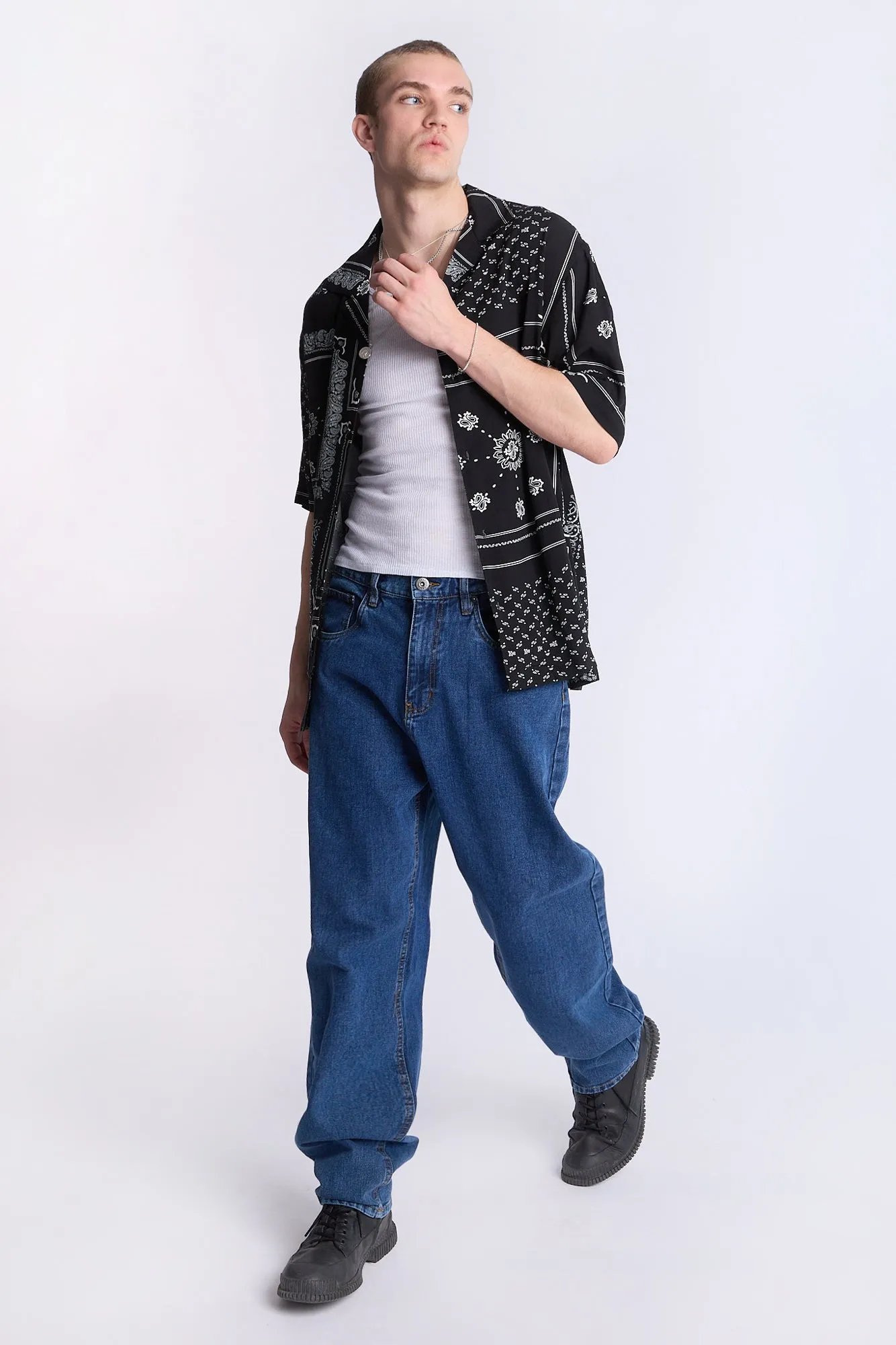 Arsenic Mens Bandana Print Button-Up