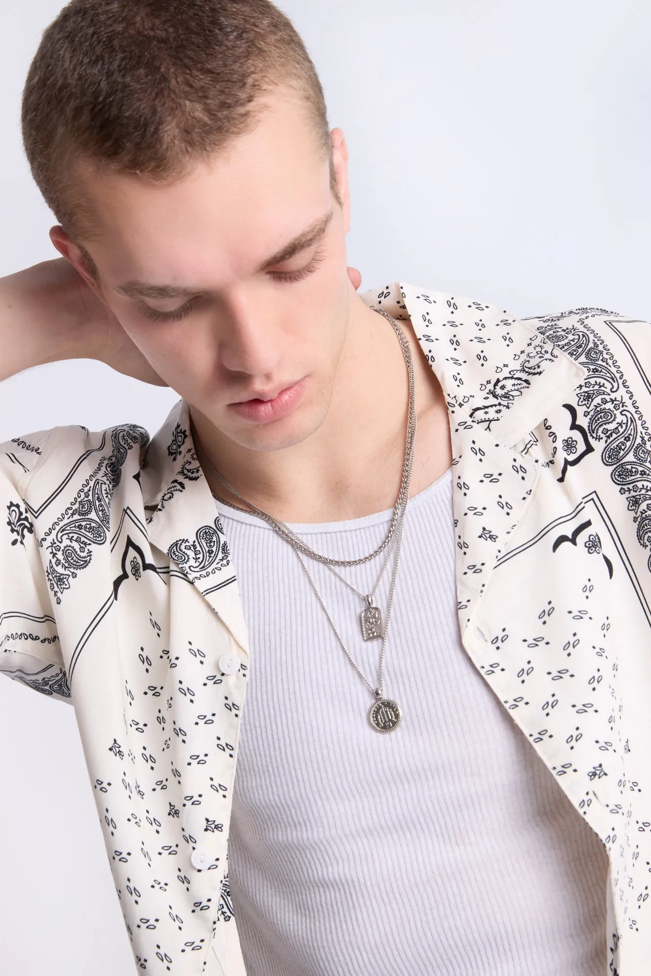 Arsenic Mens Bandana Print Button-Up