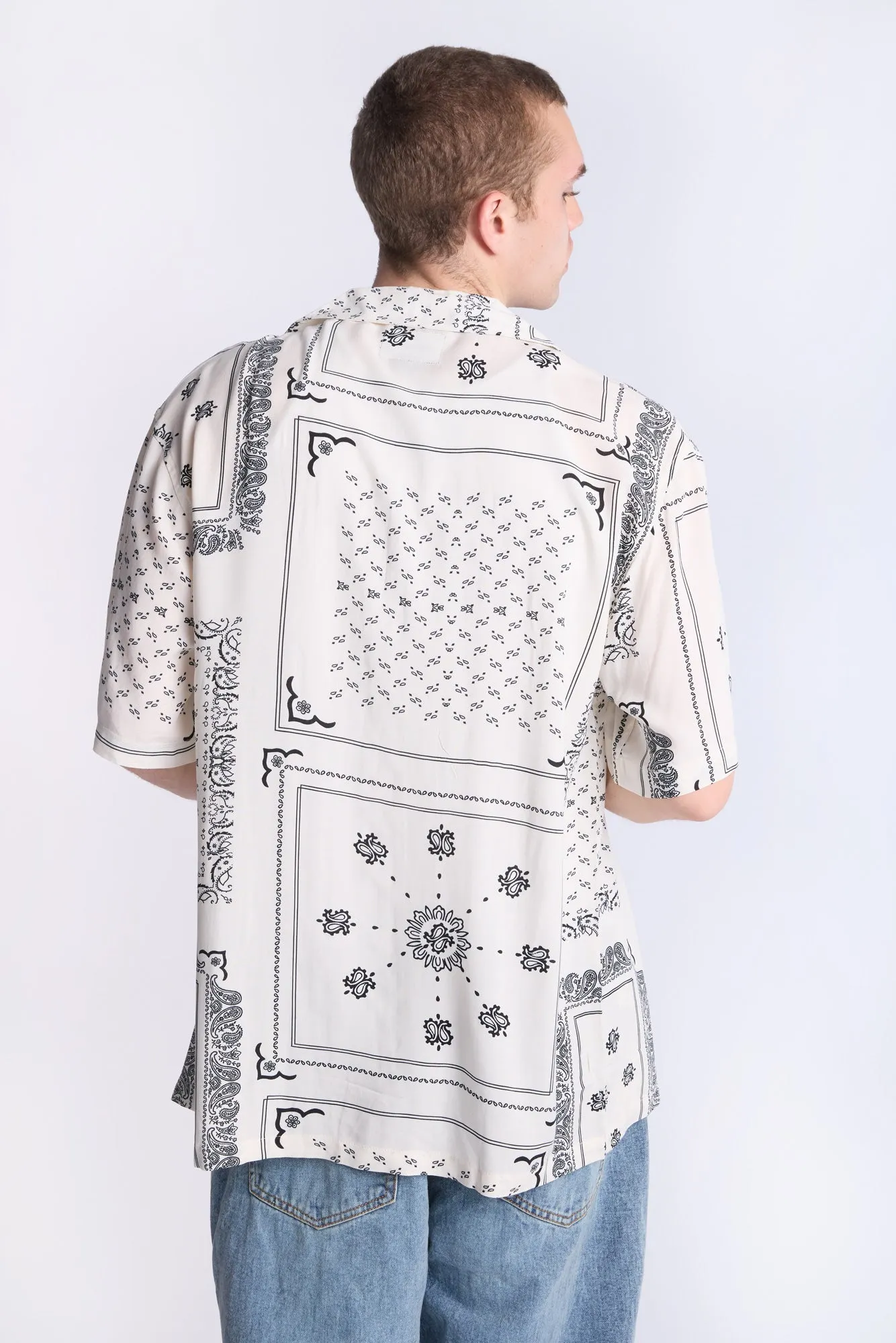 Arsenic Mens Bandana Print Button-Up