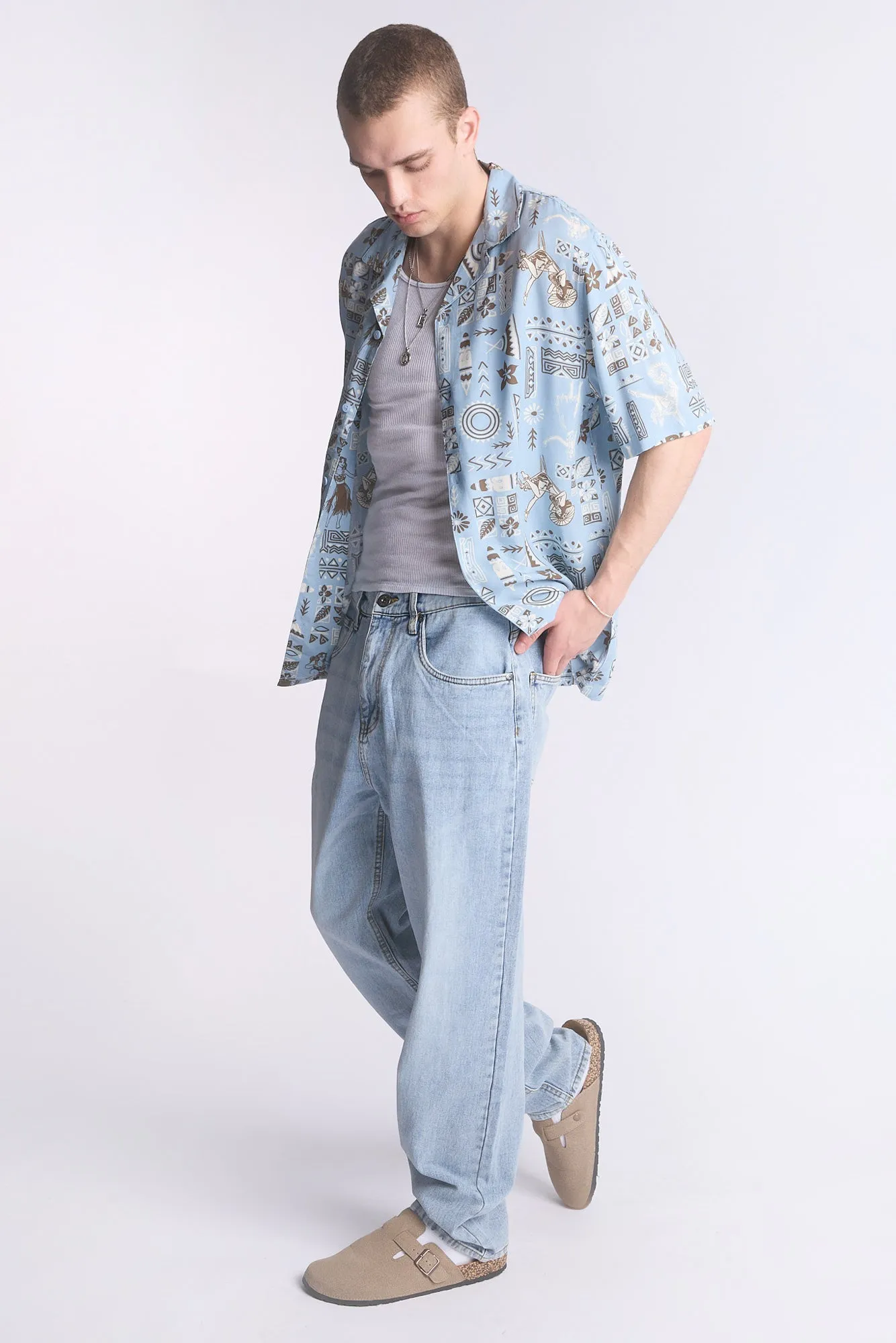 Arsenic Mens Hawaiian Print Button-Up