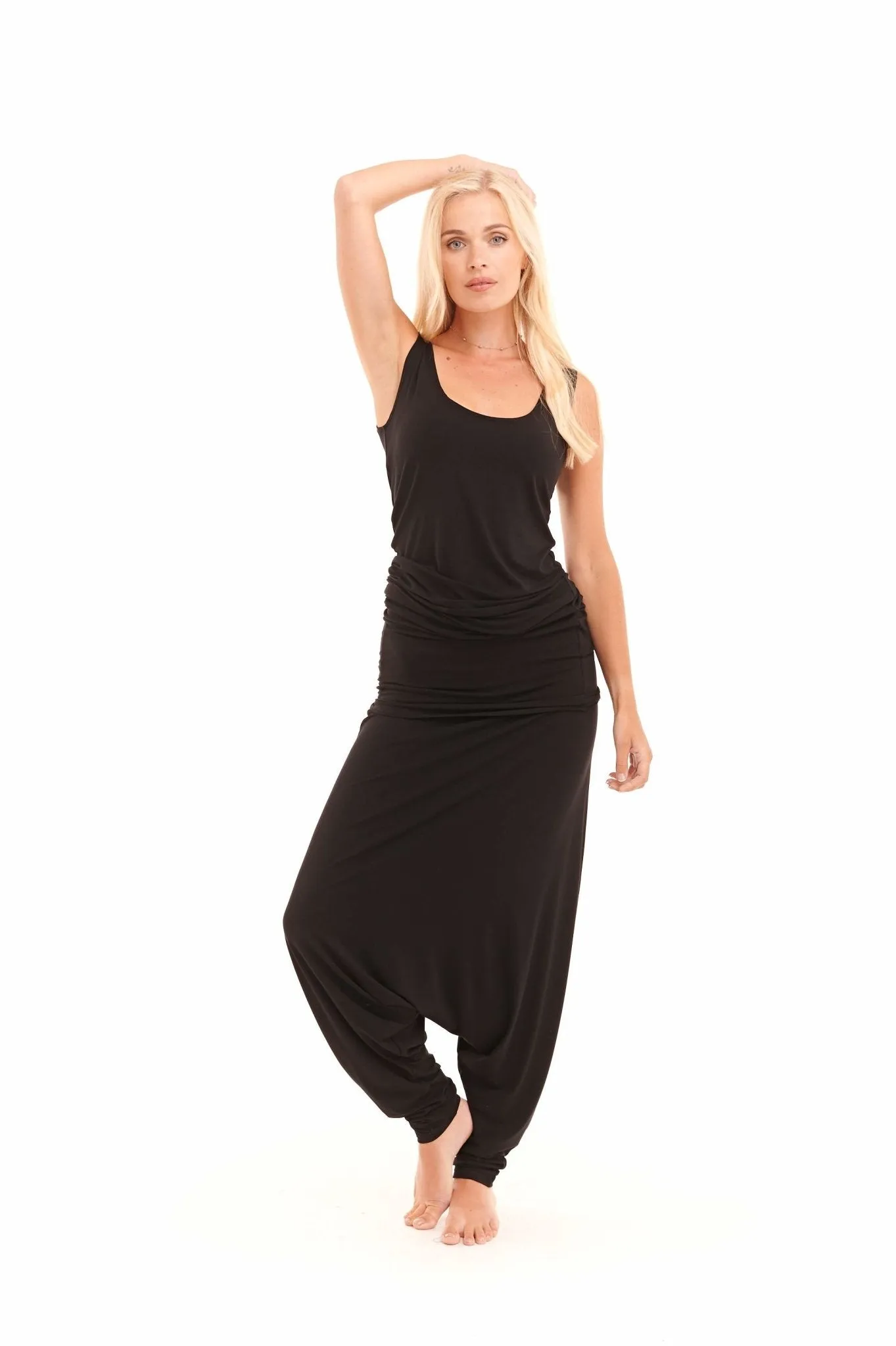 BAMBOO LONG VEST DRESS BLACK