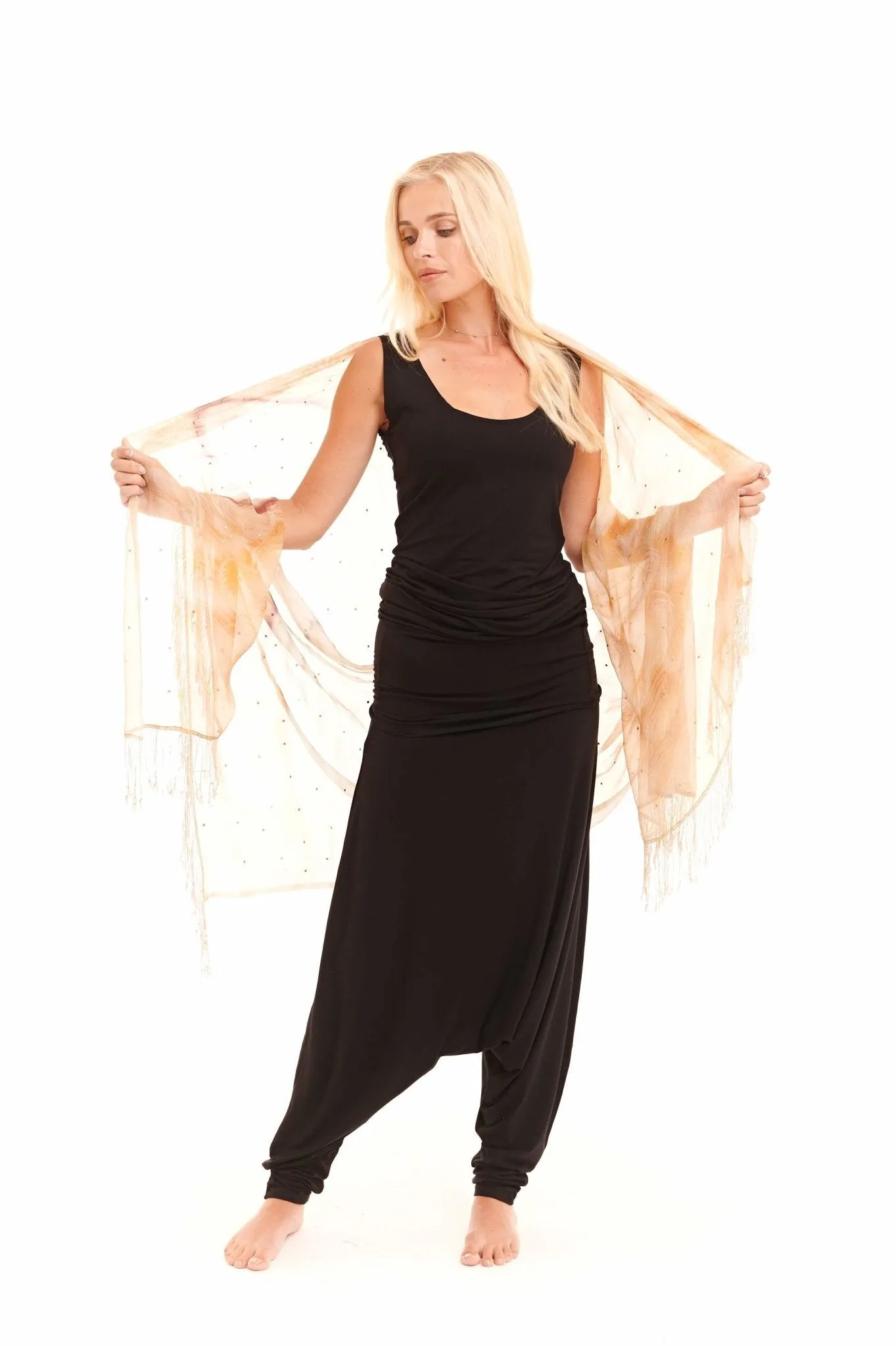 BAMBOO LONG VEST DRESS BLACK