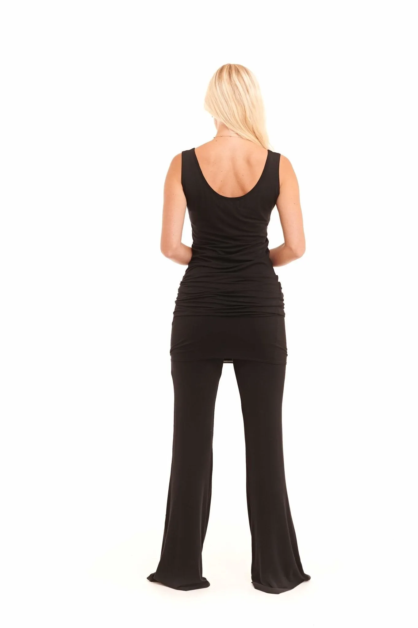 BAMBOO LONG VEST DRESS BLACK