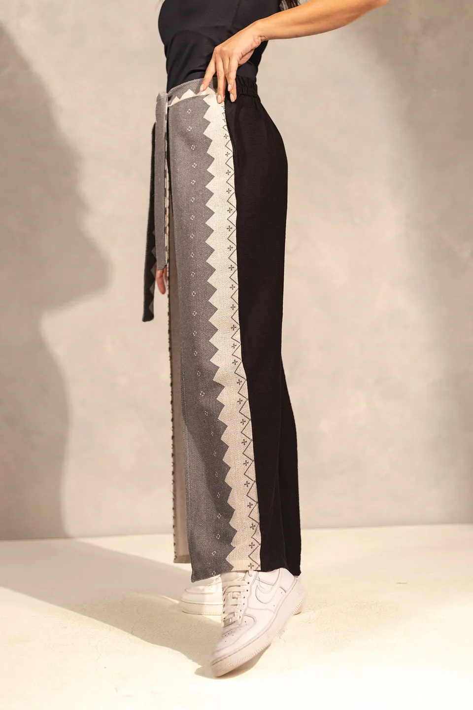 BlackTwo Side Summer Flared Pants