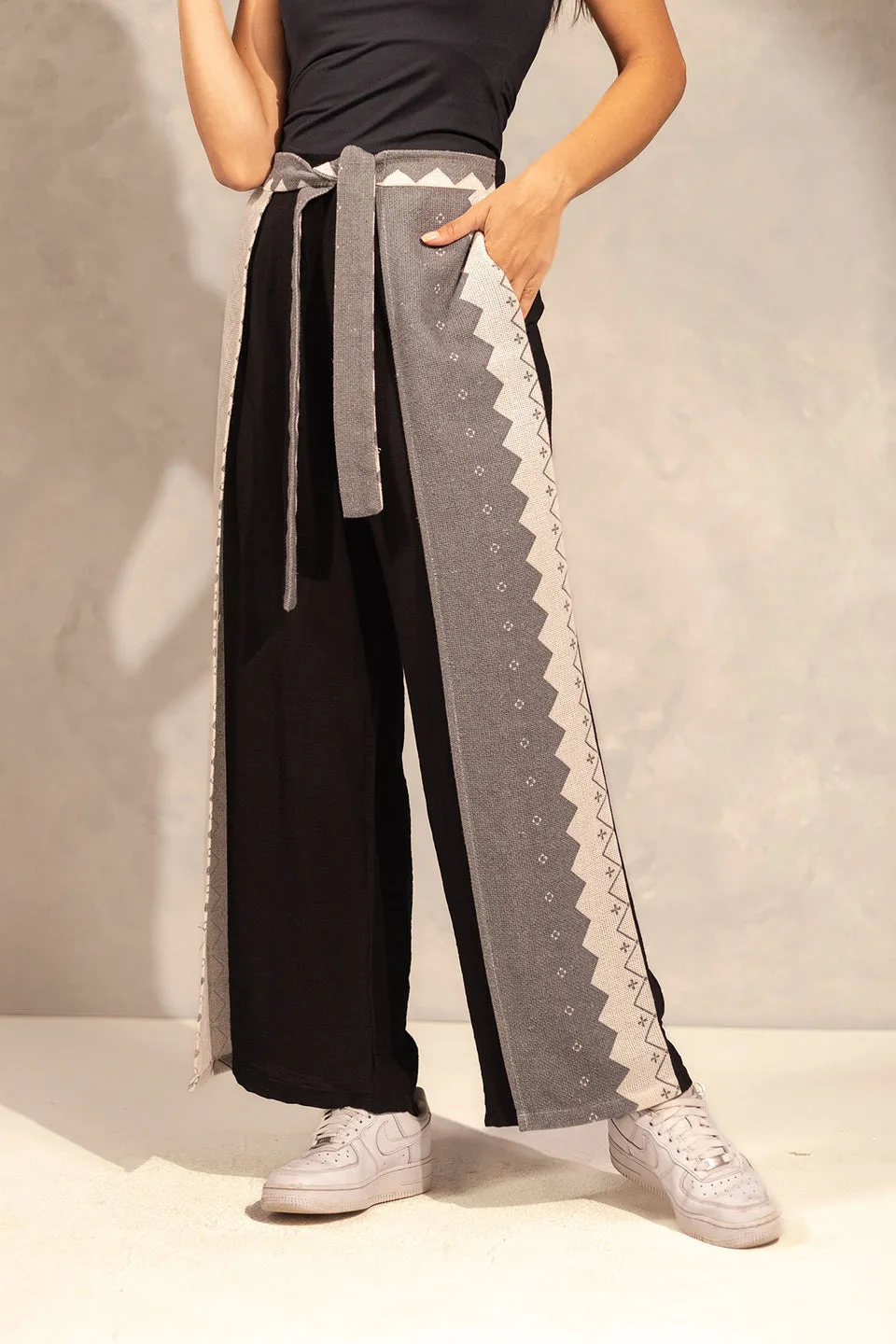 BlackTwo Side Summer Flared Pants