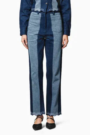 Blue Color Block Pants