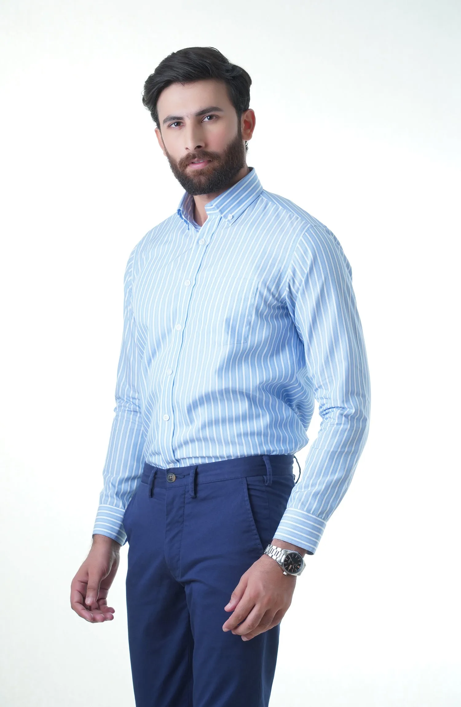Blue Stripes Cotton Shirt
