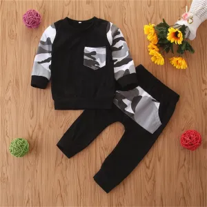 Boys Camo Printing Casual Long Sleeve Top & Pants Boy Clothes Wholesale