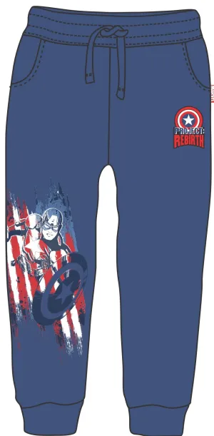 Boys Captain America Printed Loop Knitted Blue Color Track Pant