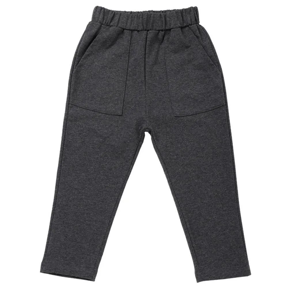 Boys Solid Casual Pockets Pants Wholesale Kid Clothing