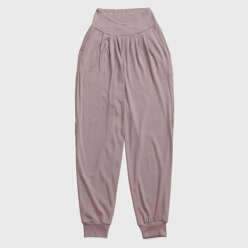 Buddha Stones Casual Plain Threaded Slit Hem Women's Spandex Pants With Pockets