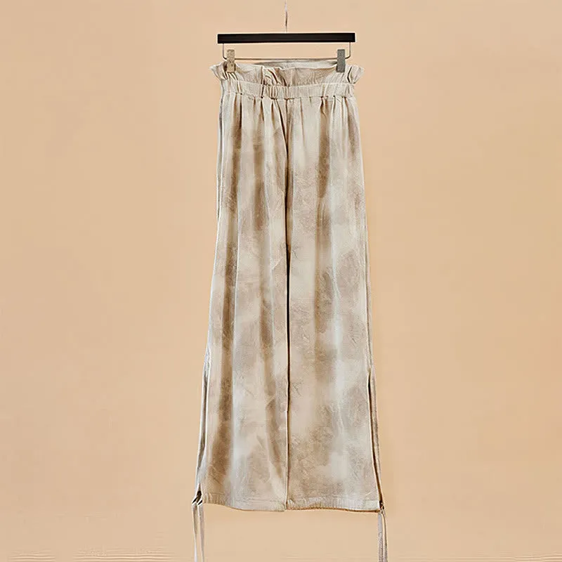 Buddha Stones Casual Trouser Leg Ties Ink Printing Women's Spandex Pants