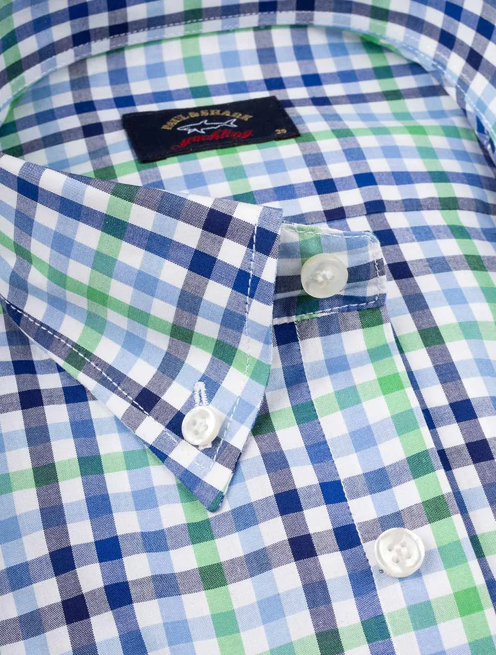 Buttondown Shortsleeve Gingham Check Shirt Green