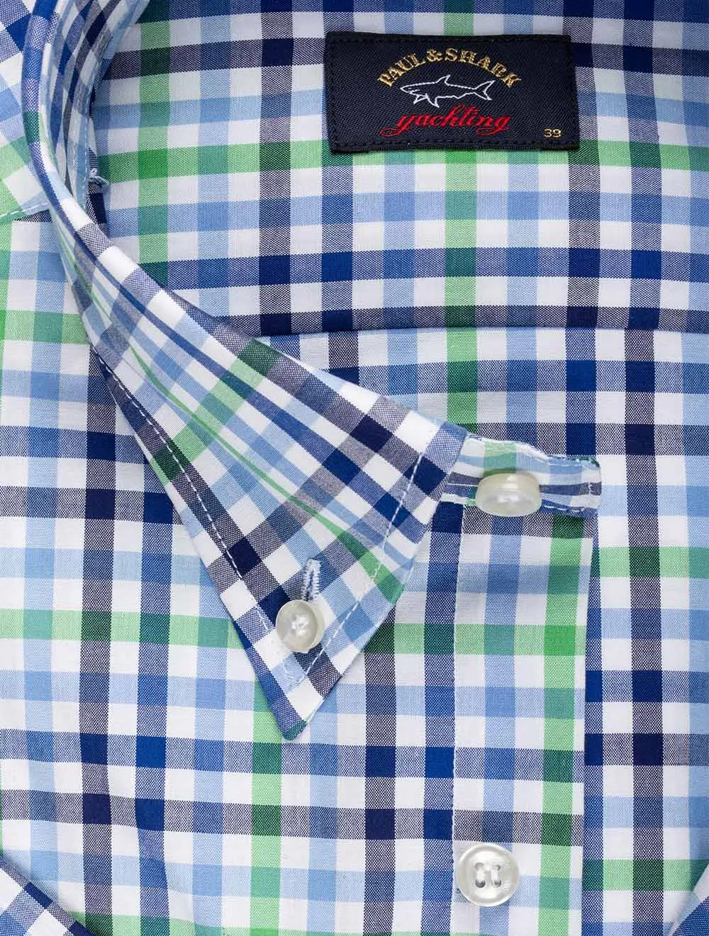 Buttondown Shortsleeve Gingham Check Shirt Green