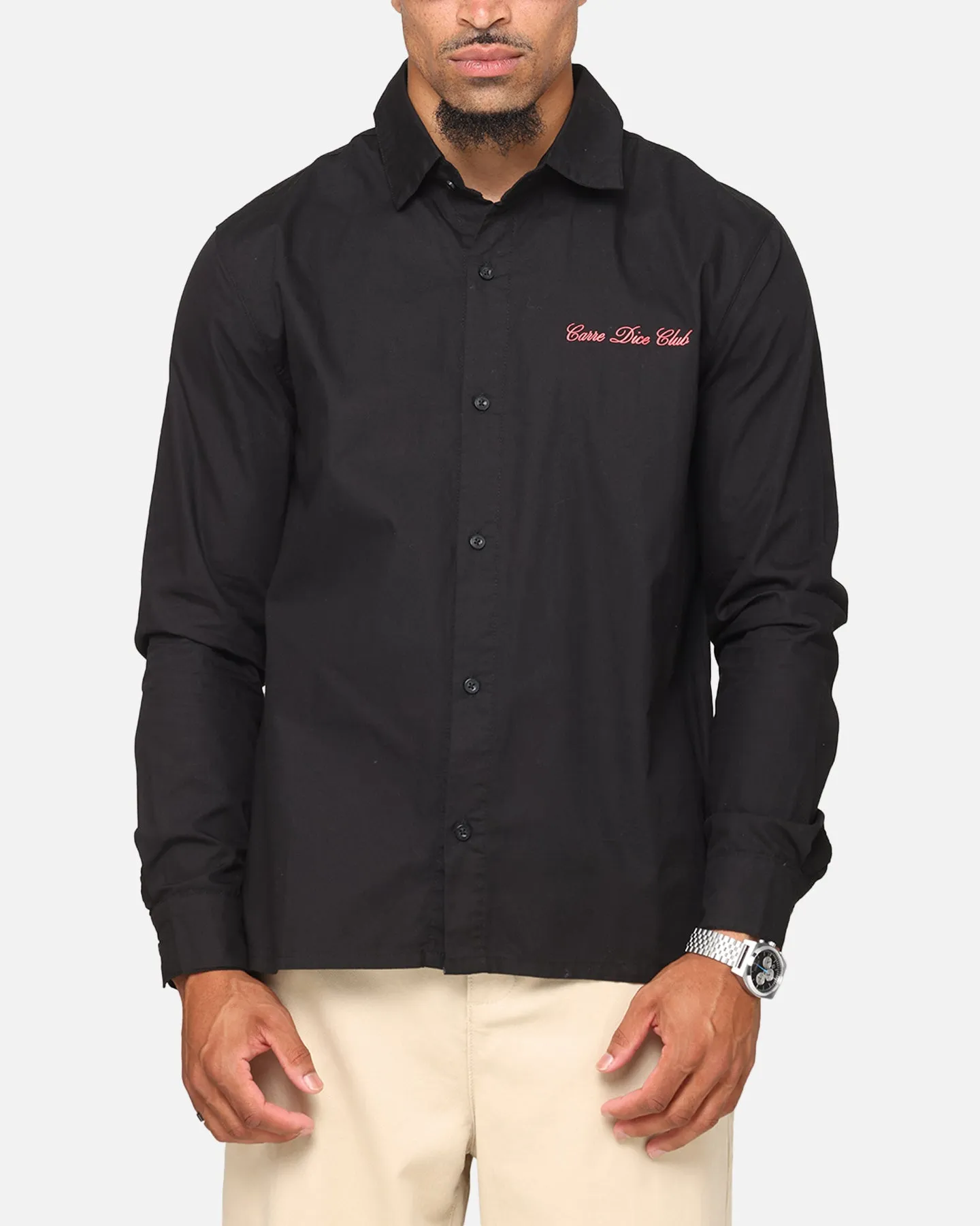 Carre Dice Club Long Sleeve Button Up Shirt Black