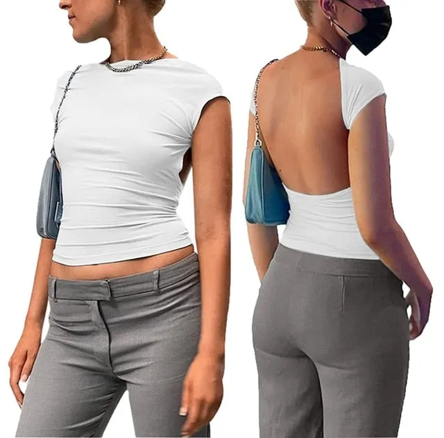 Casual Summer Streetwear Style Backless Crop Top
