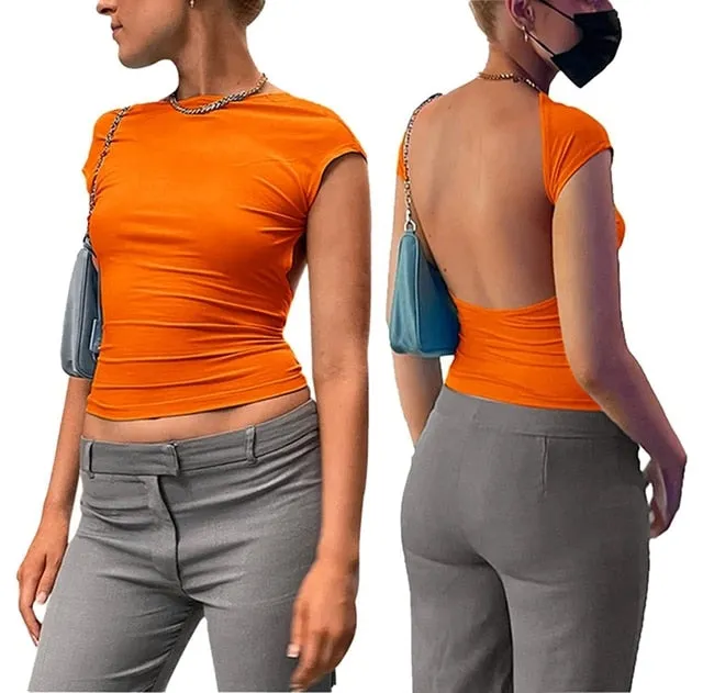 Casual Summer Streetwear Style Backless Crop Top