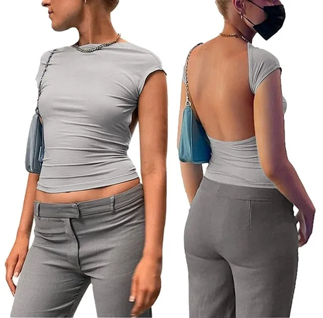 Casual Summer Streetwear Style Backless Crop Top