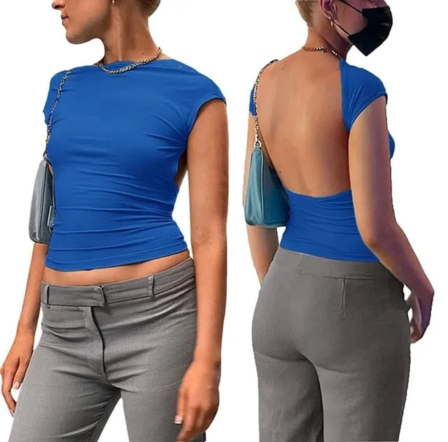 Casual Summer Streetwear Style Backless Crop Top