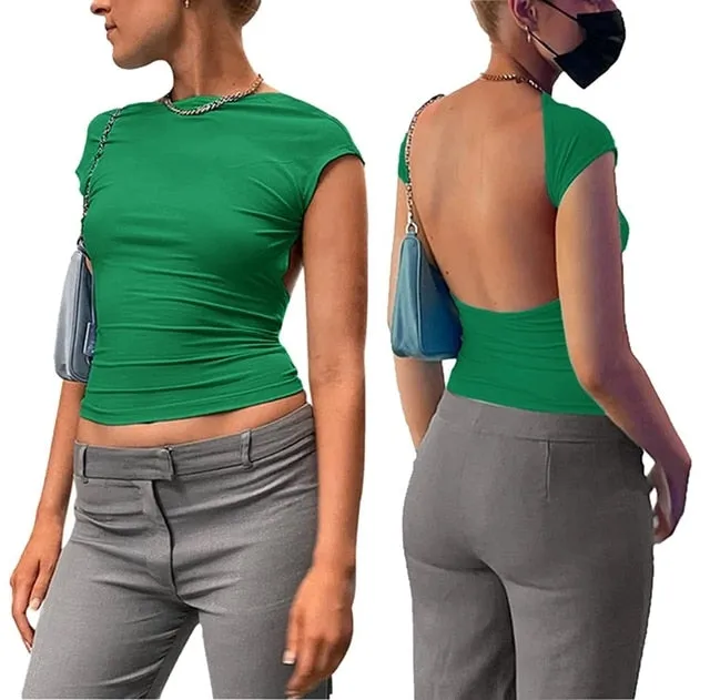 Casual Summer Streetwear Style Backless Crop Top
