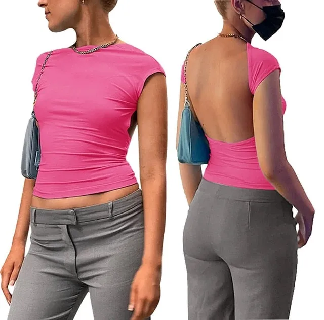 Casual Summer Streetwear Style Backless Crop Top