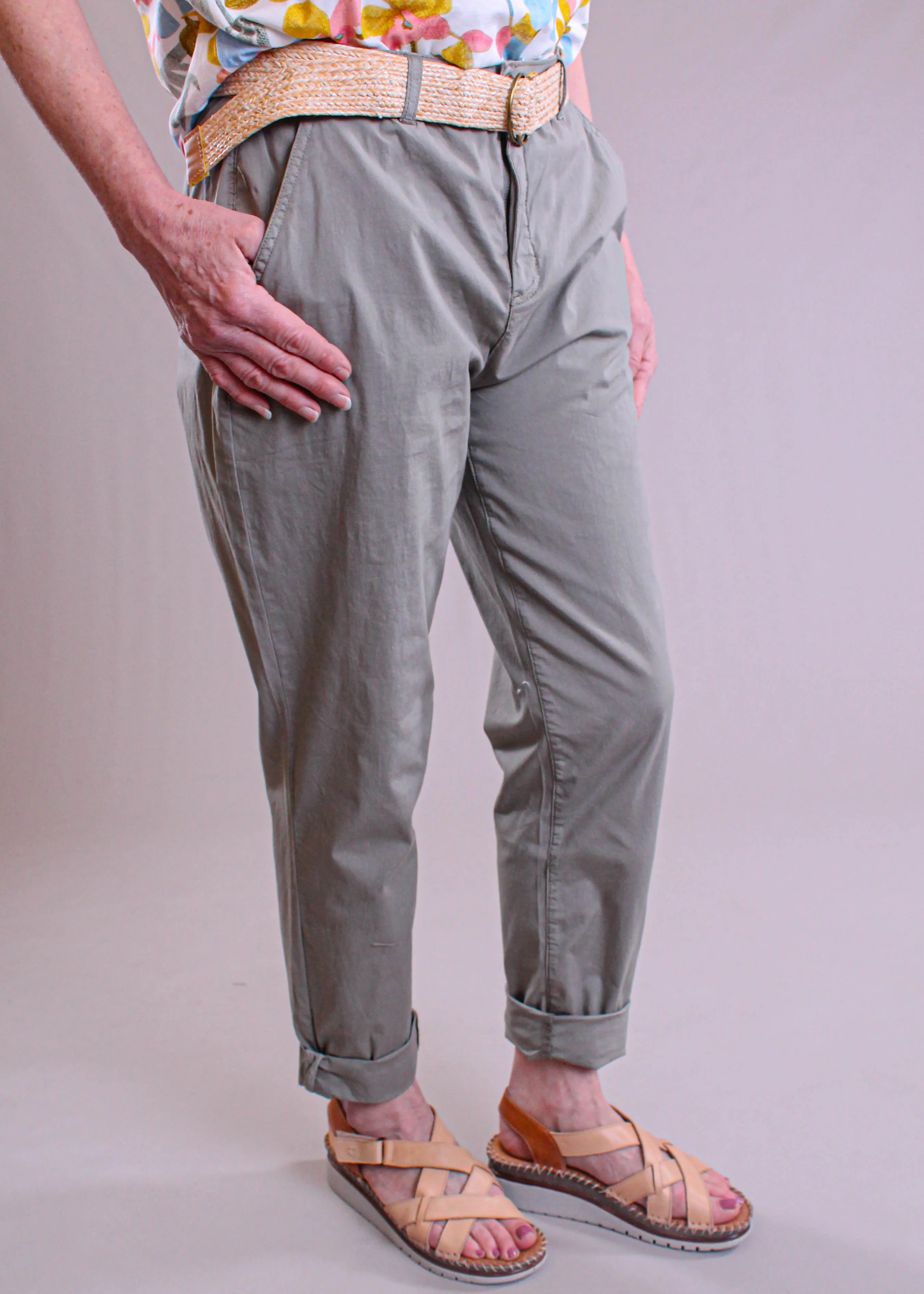 Charlie B Slim Pant with Belt