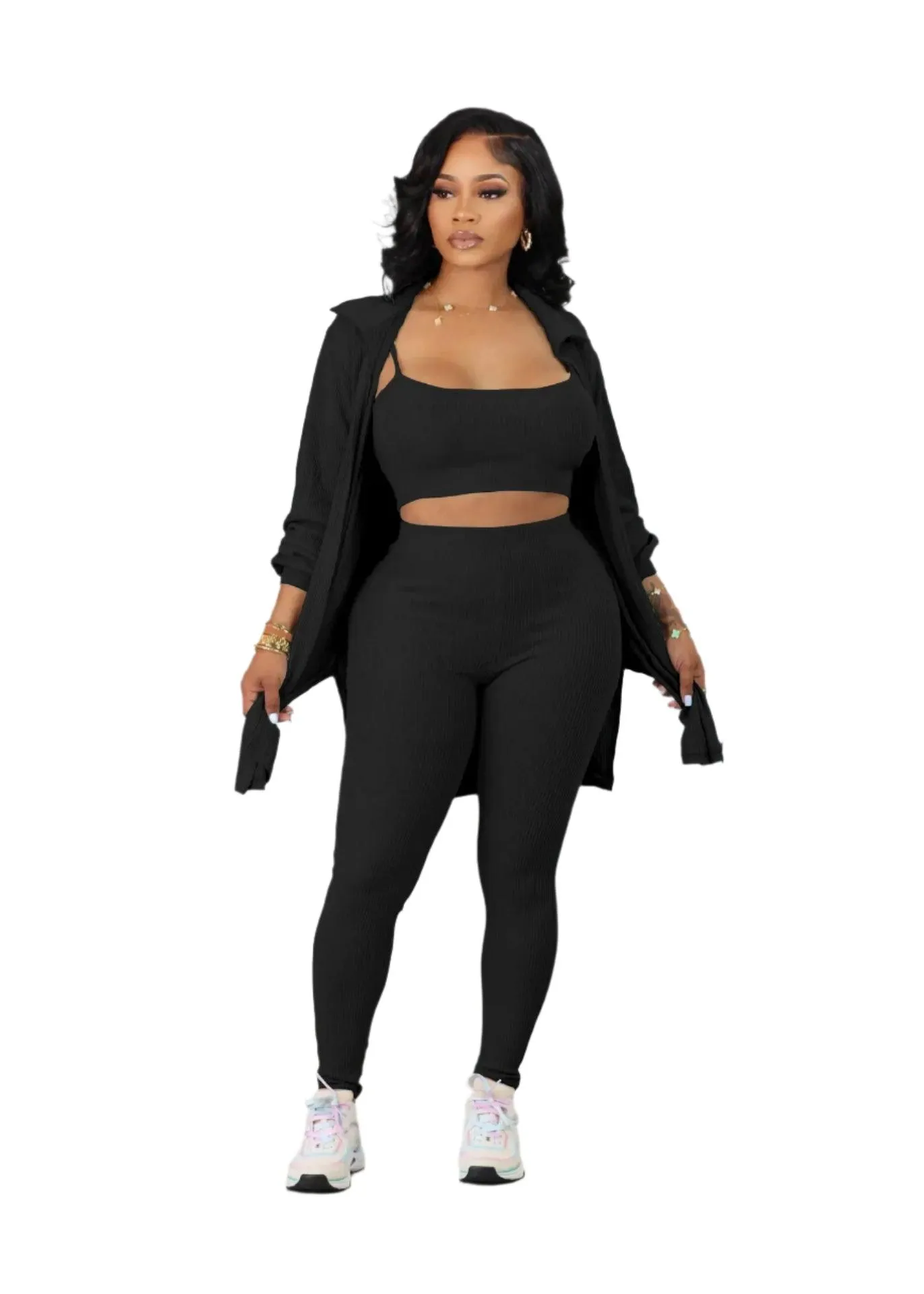 Chic and Comfortable Casual Fashion Knit Ribbed Women's 2-Piece Outfit Set
