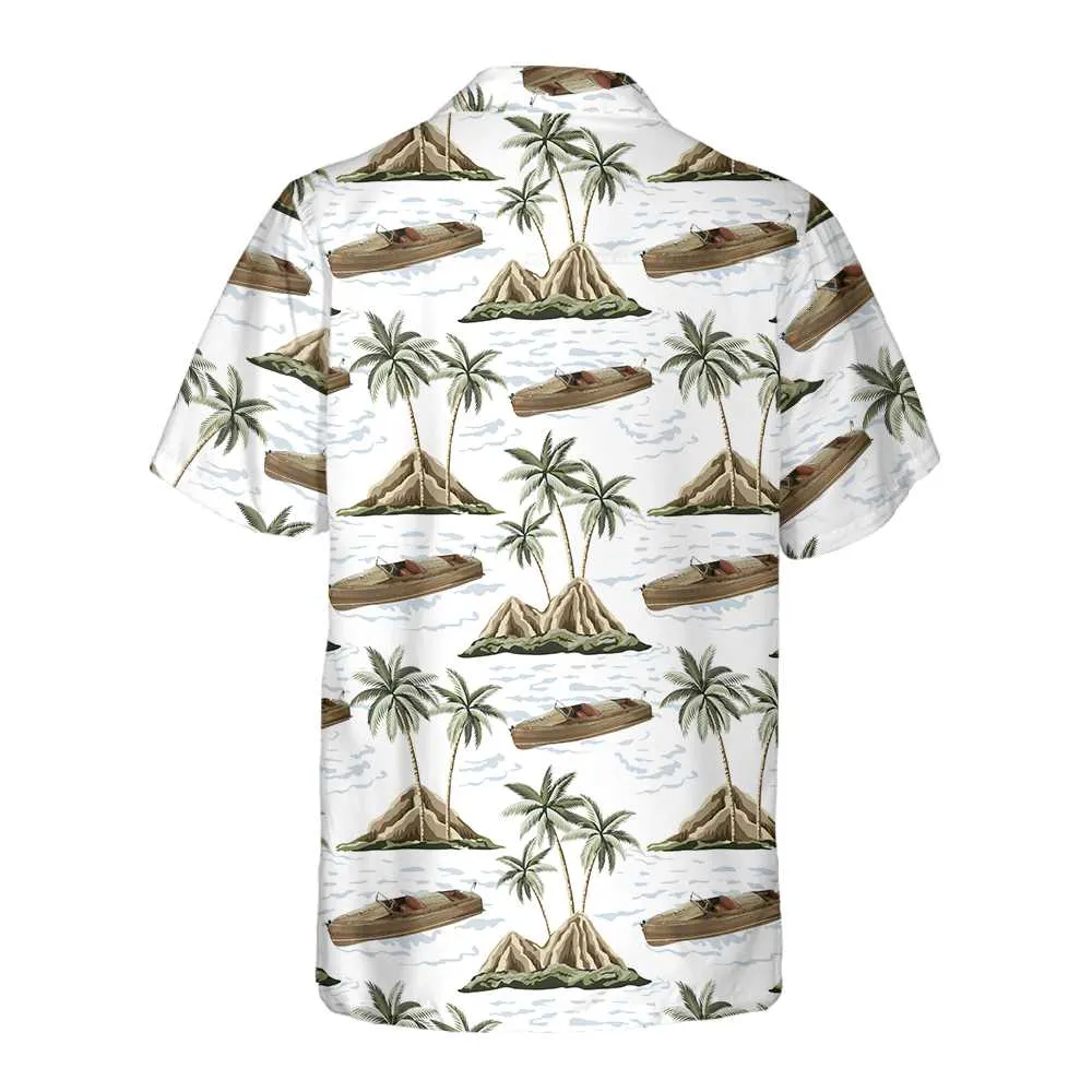 Chris-Craft Boat Pattern Hawaiian Shirt, Short Sleeve Sailboat Shirt, Unique Nautical Shirt, Best Gift For Lover, Friend, Family