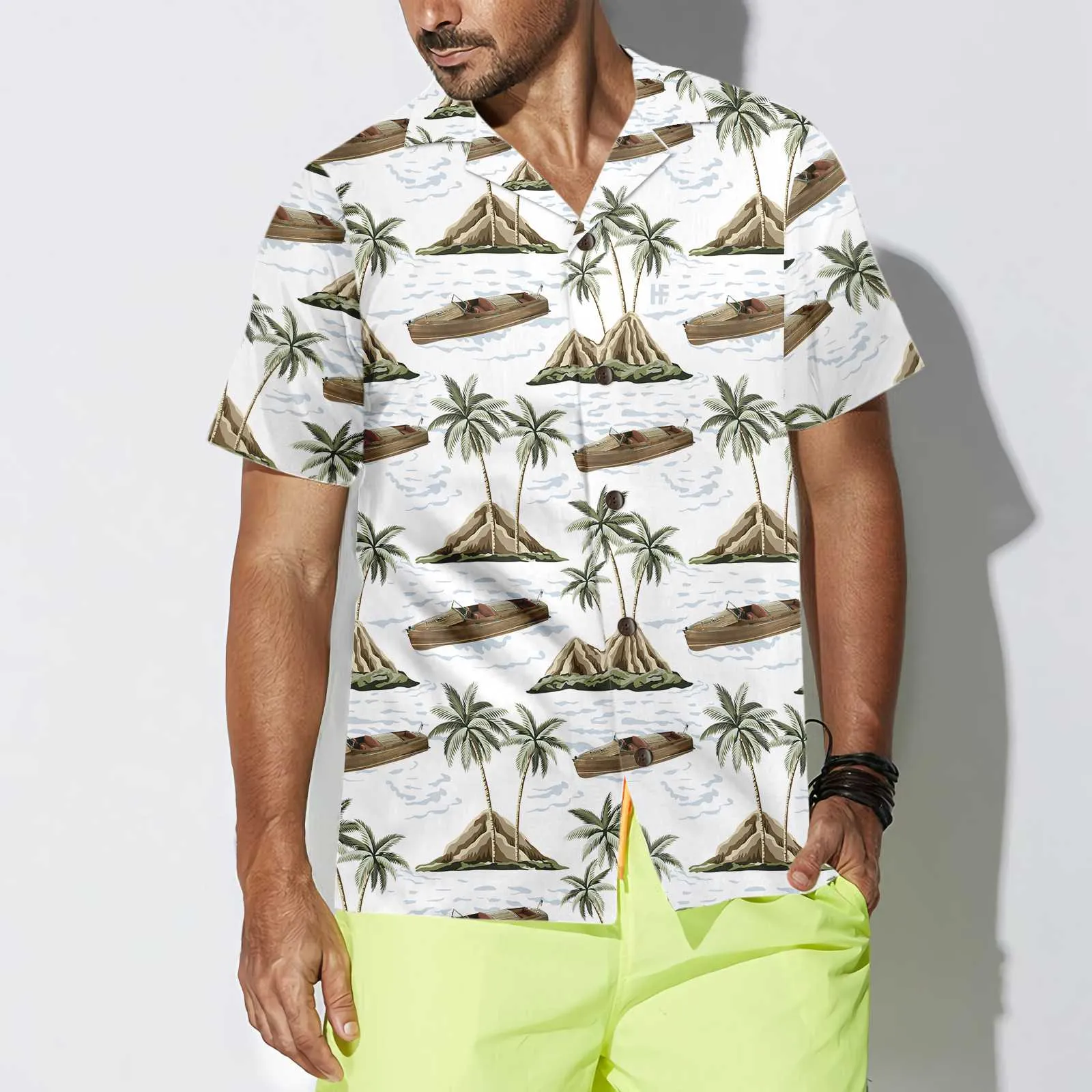 Chris-Craft Boat Pattern Hawaiian Shirt, Short Sleeve Sailboat Shirt, Unique Nautical Shirt, Best Gift For Lover, Friend, Family