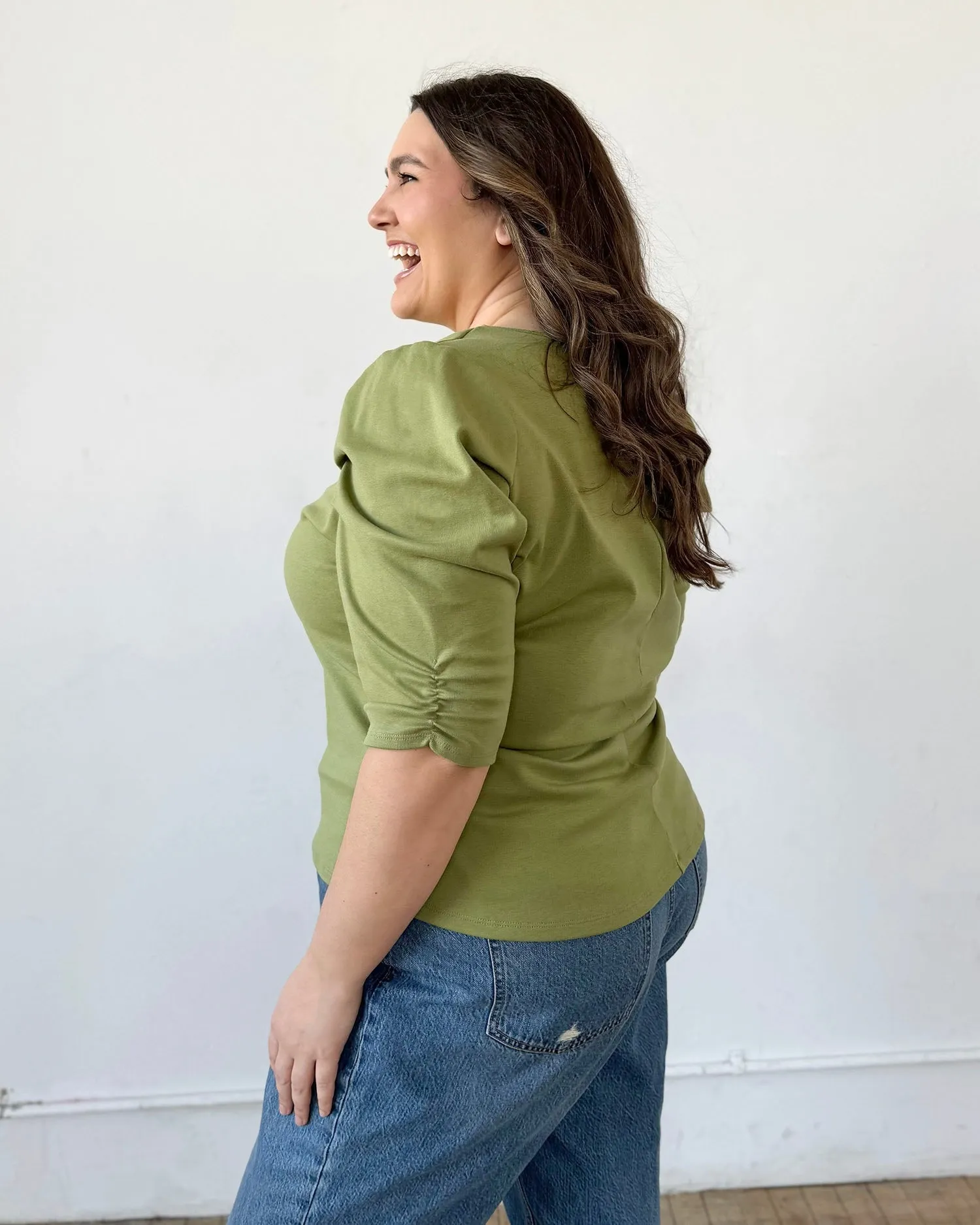 CORALIE doubleknit top in Grass Green