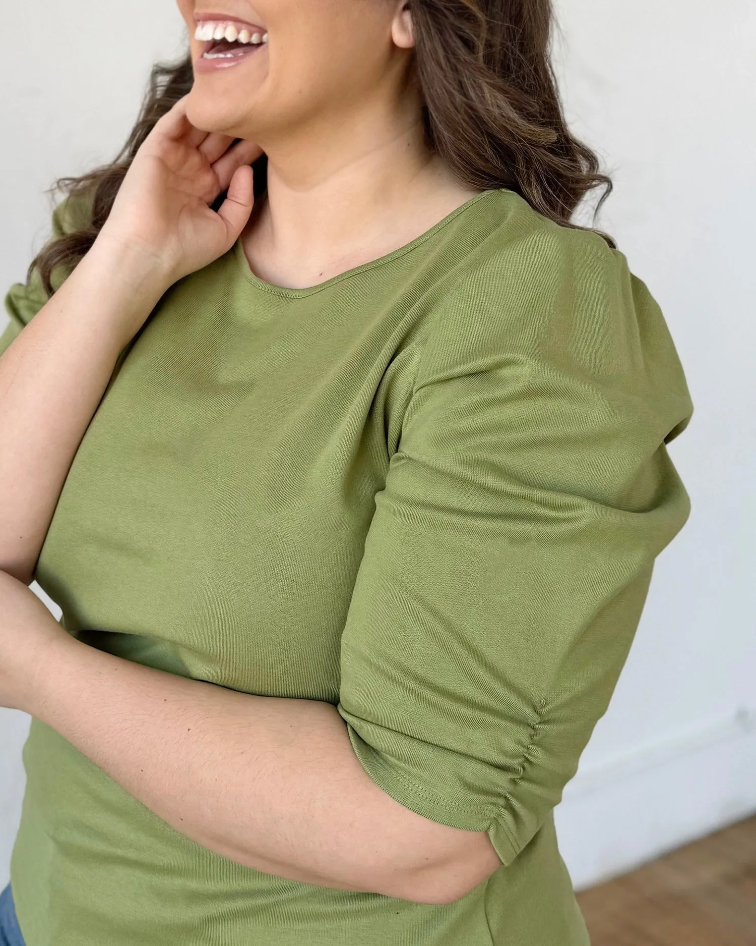 CORALIE doubleknit top in Grass Green