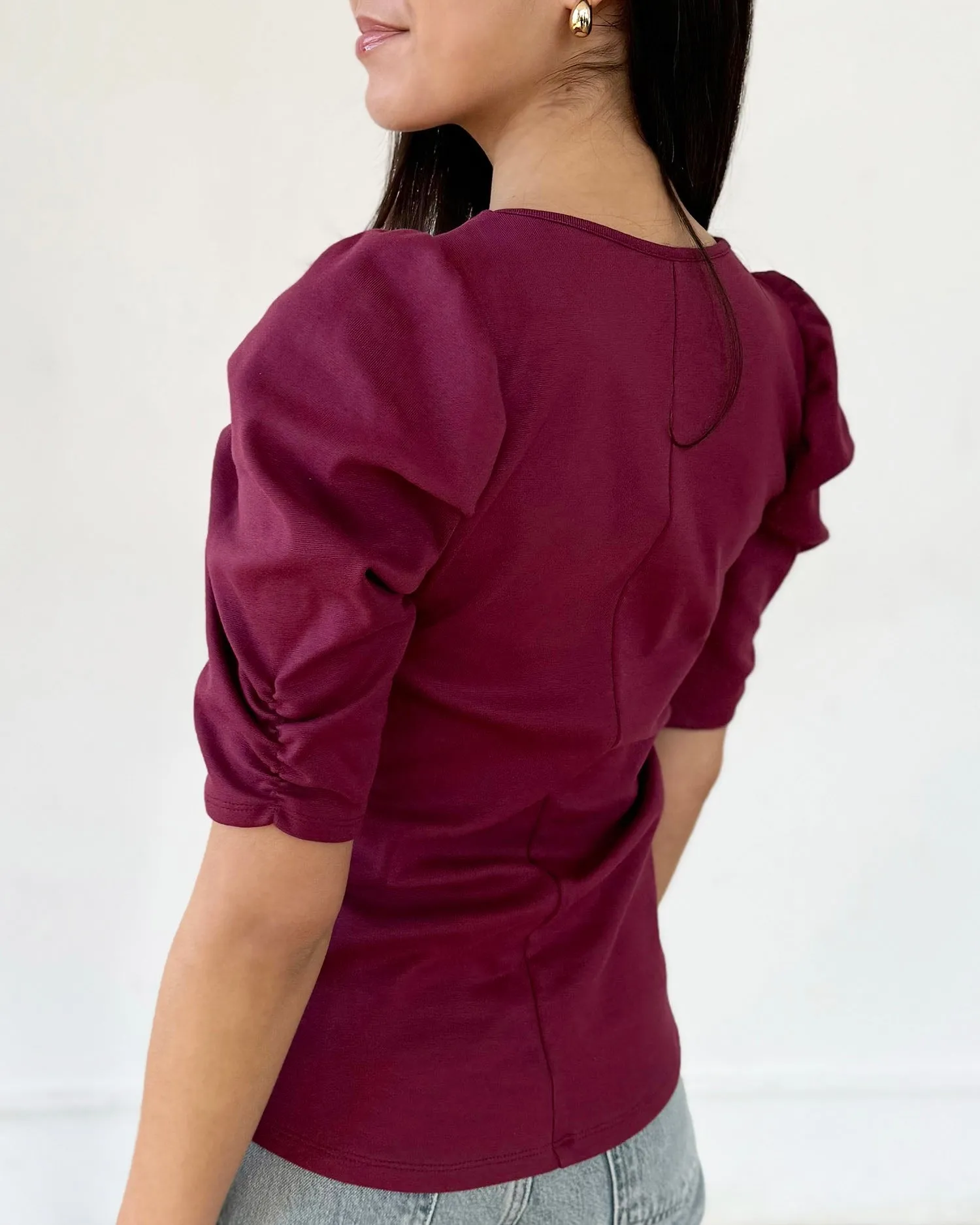 CORALIE doubleknit top in Raspberry