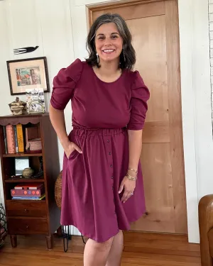 CORALIE doubleknit top in Raspberry