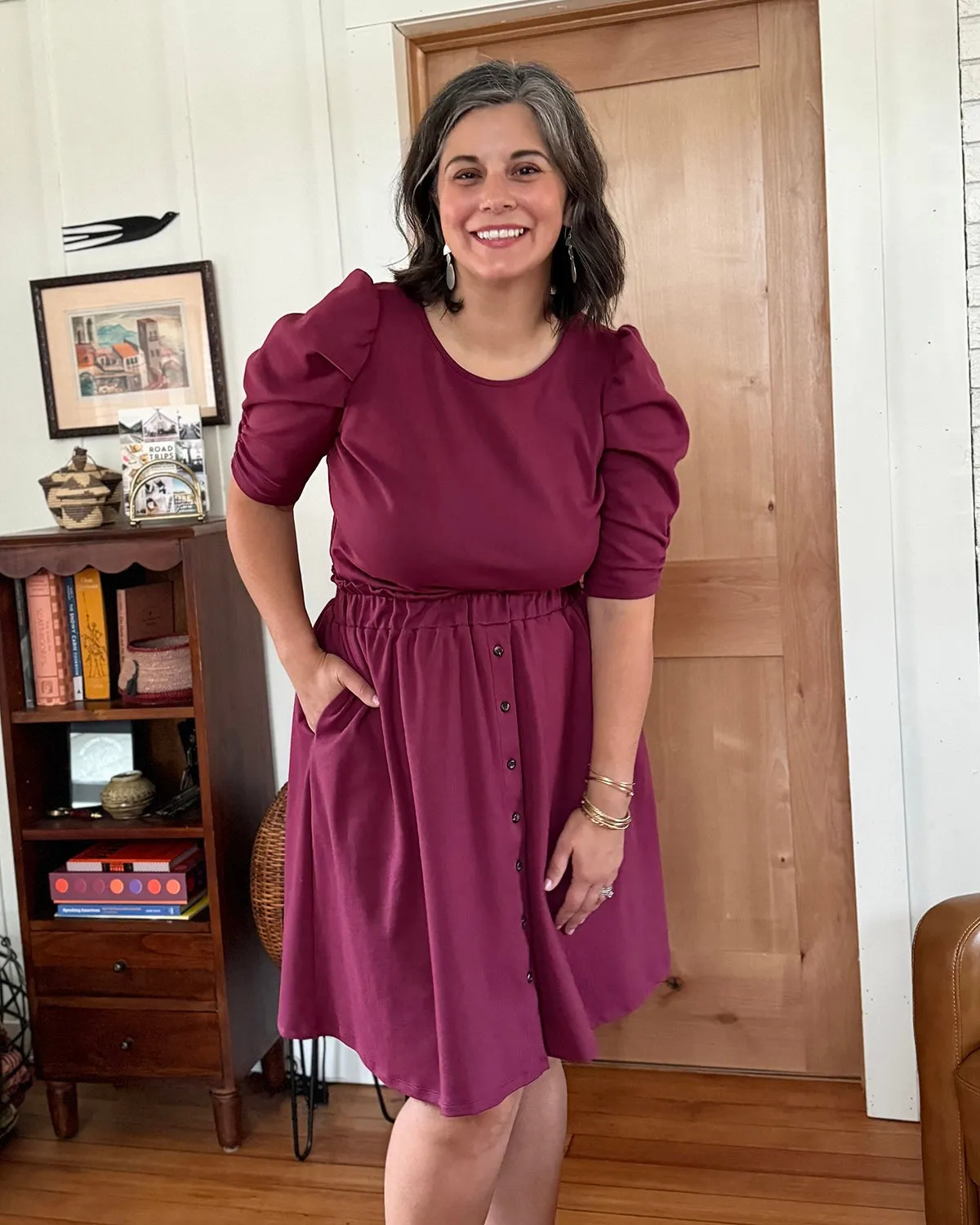 CORALIE doubleknit top in Raspberry