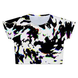 Cow Hide Print Rave Drip Crop Tee