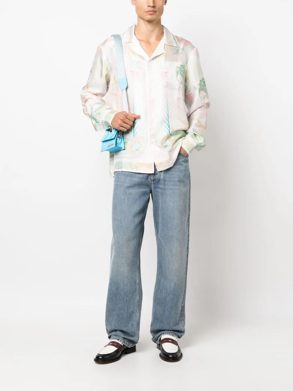 Cuban-collar silk shirt
