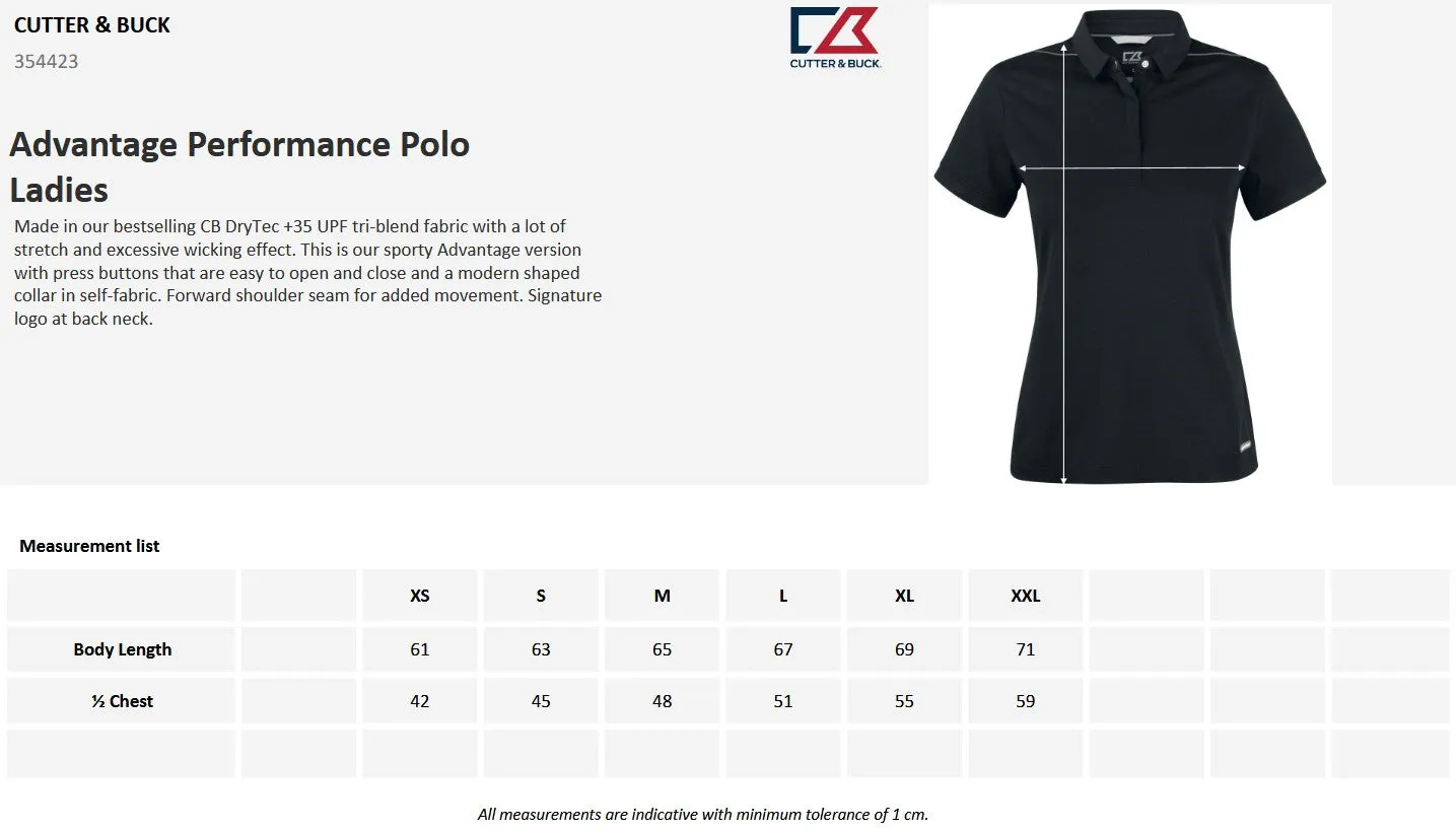 Cutter & Buck Advantage Performance Ladies Polo Shirt | Activewear | 3 Colours | XS-2XL
