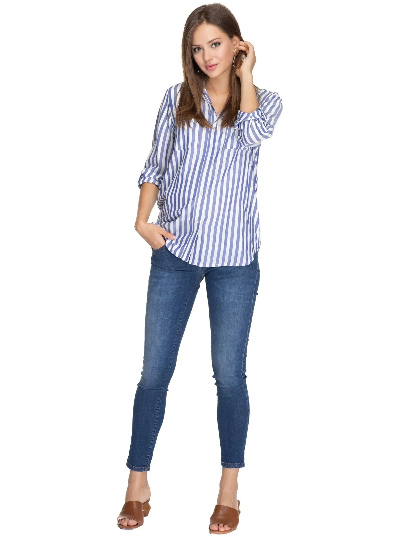 Daniela Striped Maternity Shirt