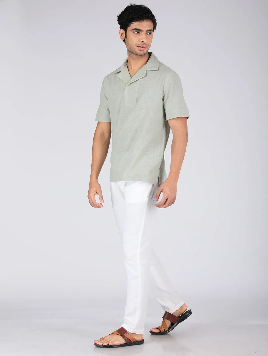 Eco Khadi Cotton Fresh Green Shirt - Aakav