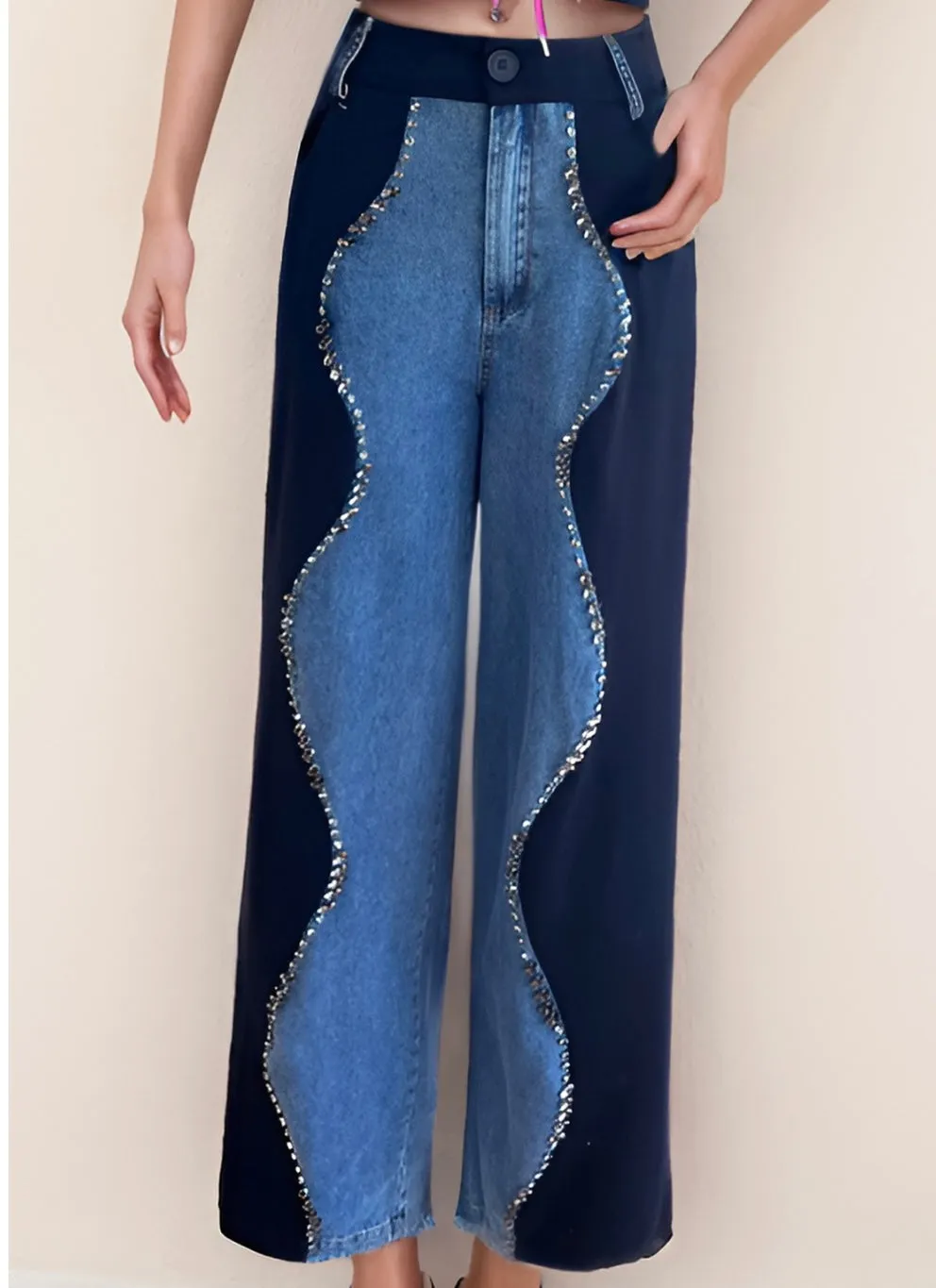 Embellish Contrast Denim