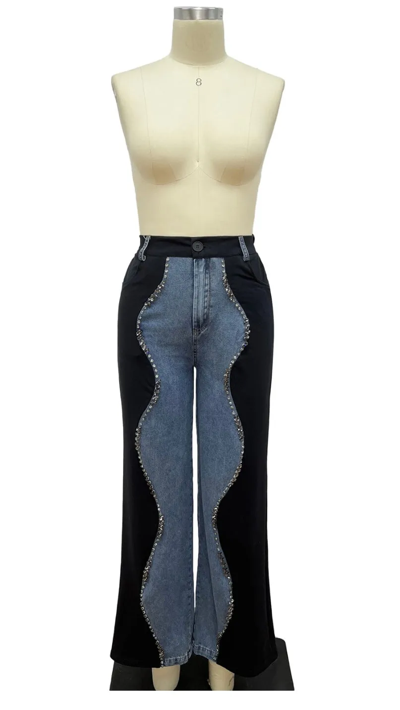 Embellish Contrast Denim