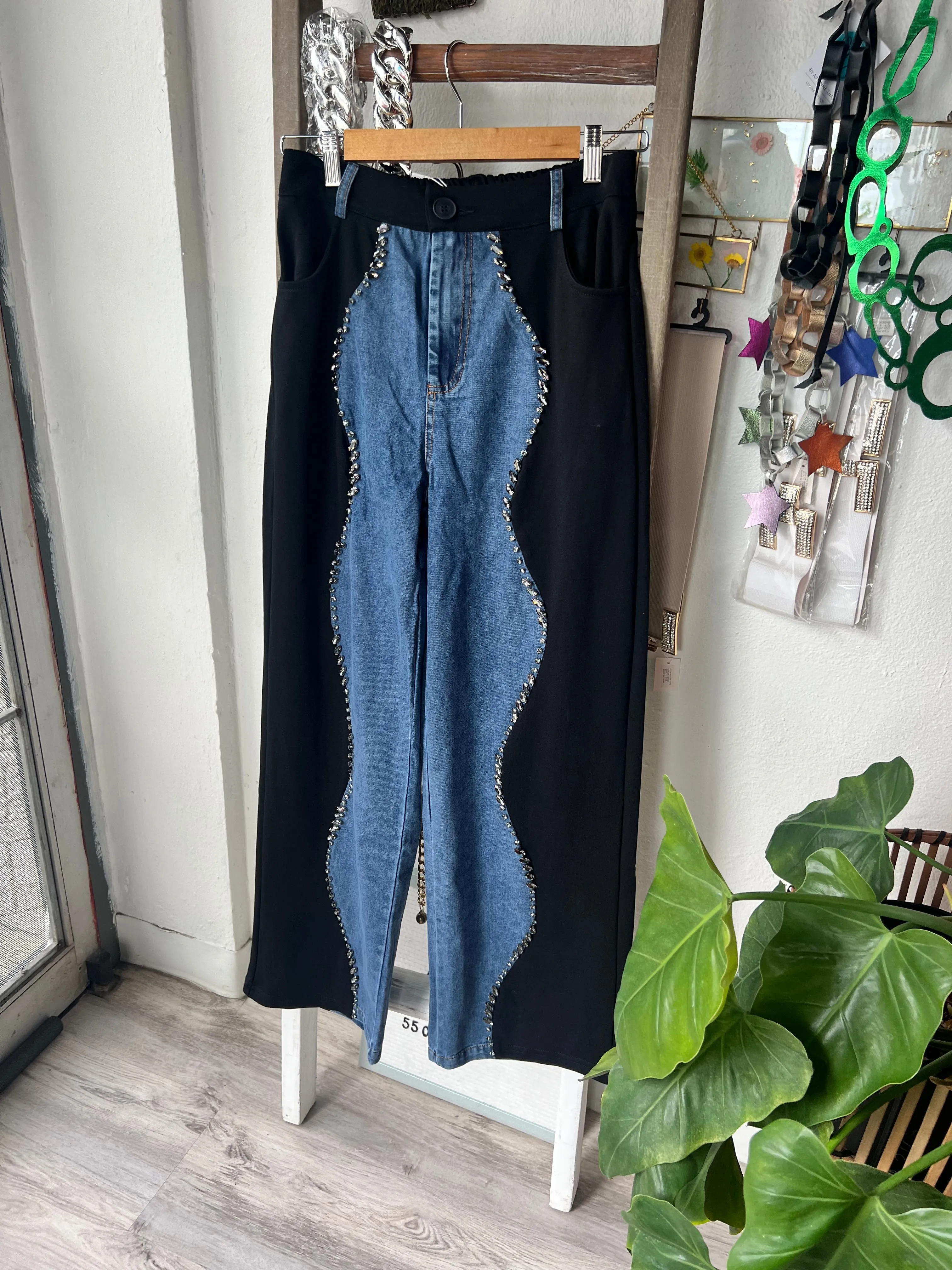 Embellish Contrast Denim