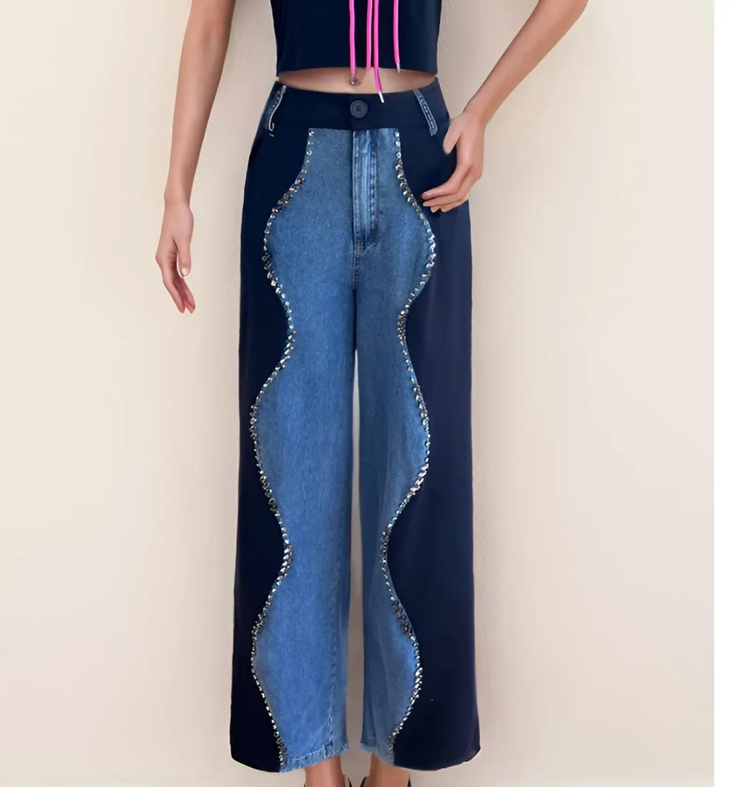 Embellish Contrast Denim