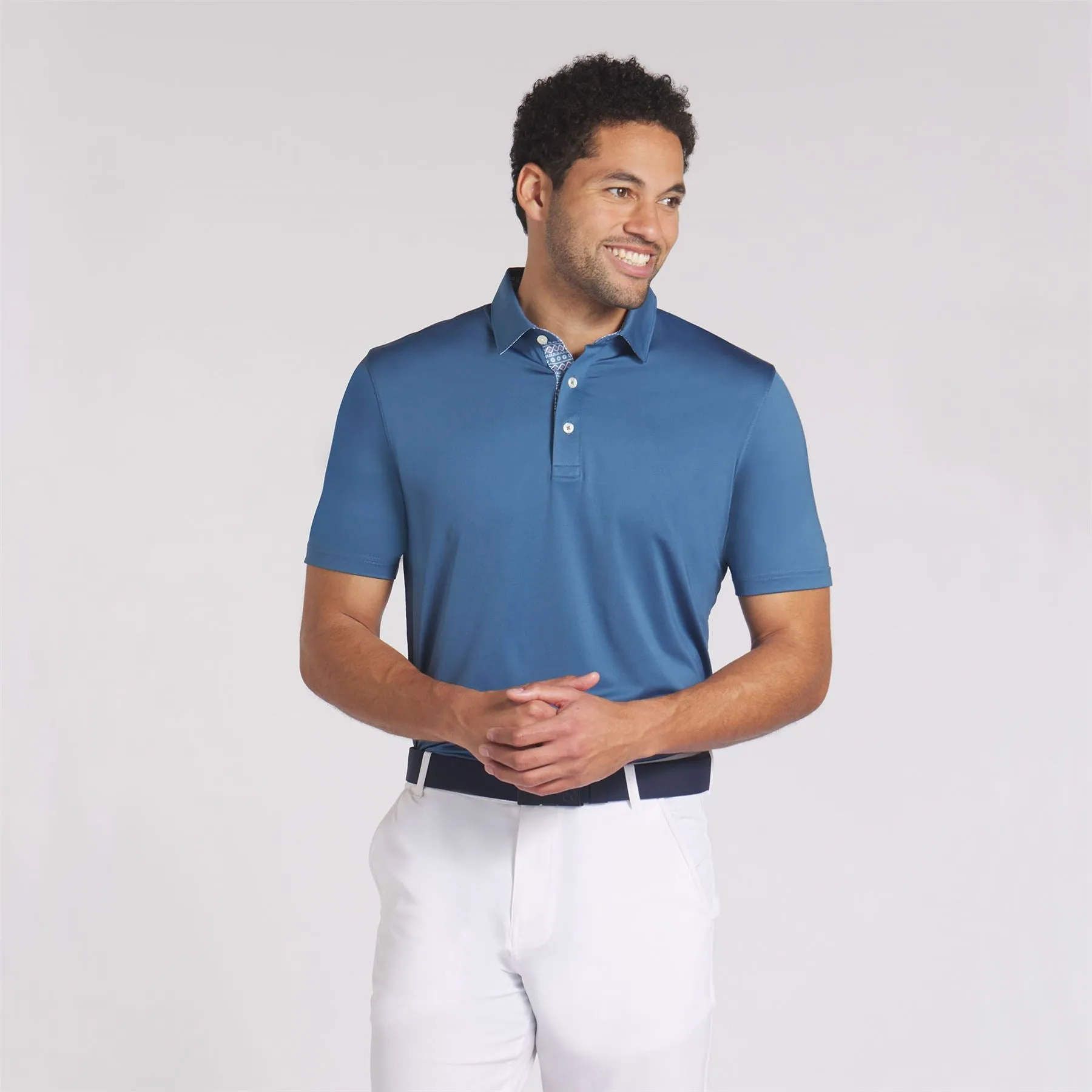 Fair Isle Trim Polo Blue Horizon - AW24