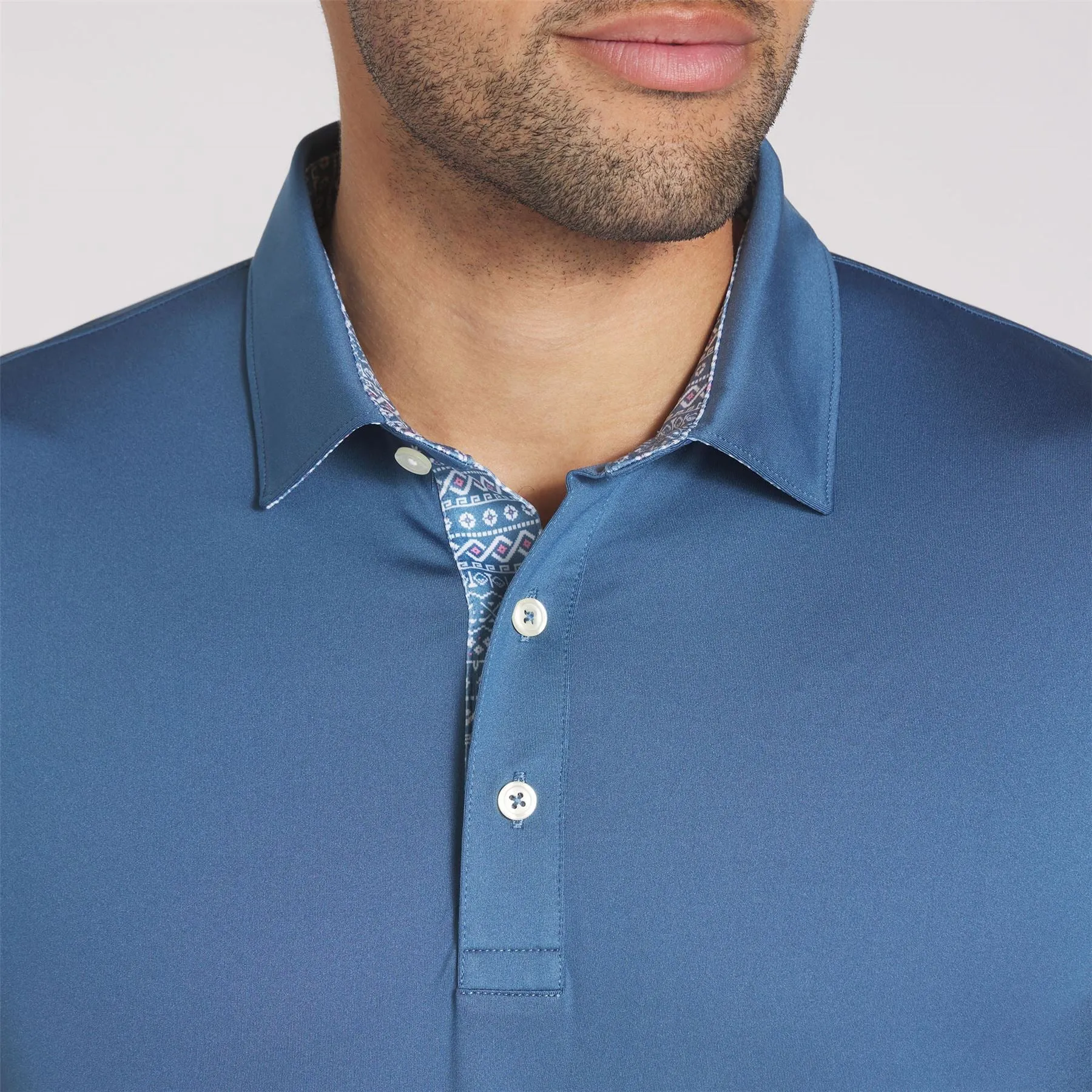 Fair Isle Trim Polo Blue Horizon - AW24