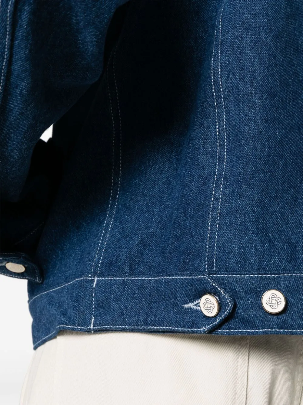 floral-embroidered ombré denim jacket