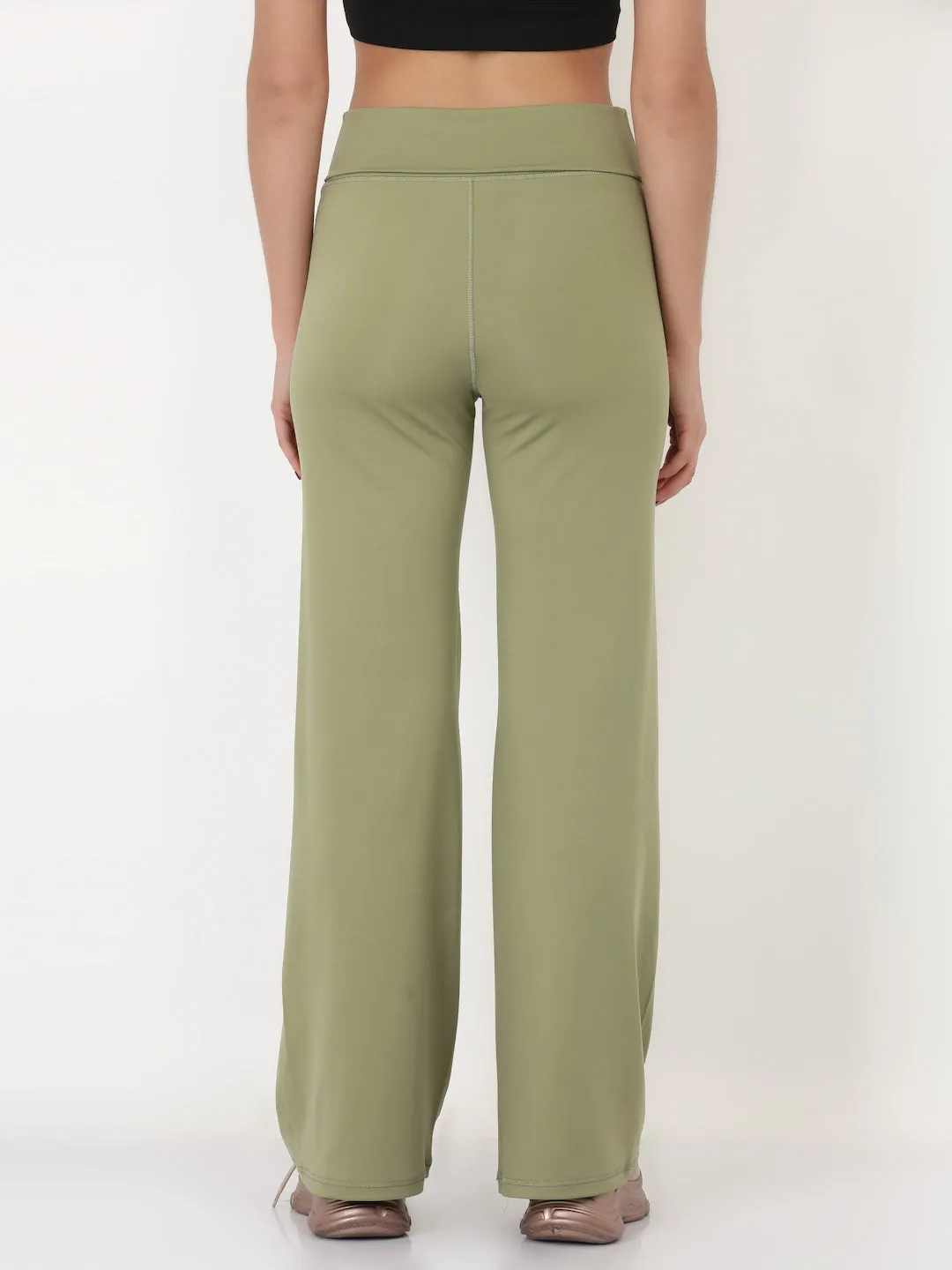 Green  Flared High Rise Full Length Yoga Pants
