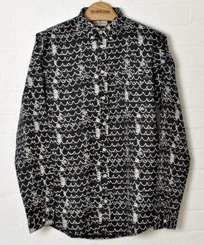 Hunter Printed Oxford Shirt Wave Print